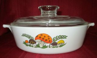 Vintage Sears Corning Ware Merry Mushroom 1 Qt Casserole Baking Dish B - 1 - B W/lid