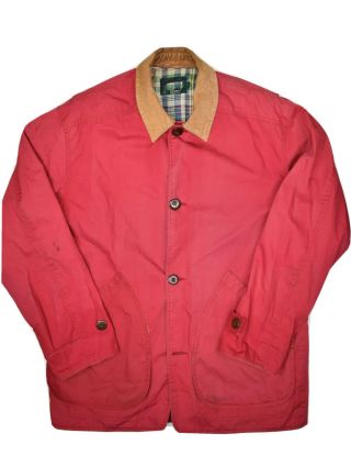 Vintage J Crew Chore Jacket Mens S Red Plaid Lined Work Field Button Front