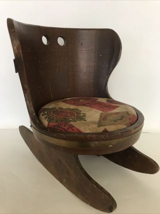 Vintage Oak Barrel Rocking Chair Child Doll Bear Putney Vermont Rustic Primitive