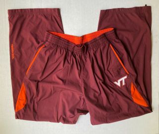 Vtg Nike Team Virginia Tech Hokies Mens 2xl Track Pants Straight Leg Ankle Zip
