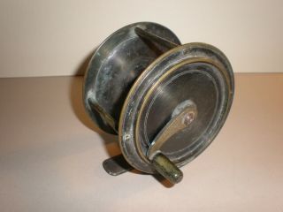 Antique 3 1/2 " Brass Crank Wind Reel By Joseph Warner & Sons,  Redditch.