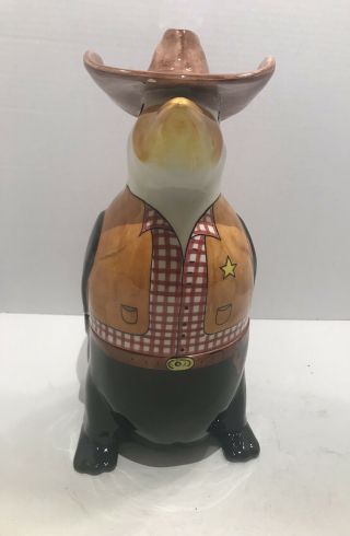 Vintage Hand Painted Ceramic Penguin Cookie Jar By Don Lurio Pottery Italy Rare