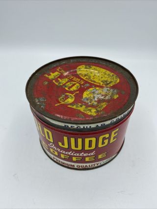 Vintage Old Judge Irradiated Coffee Tin 1 Lb St Louis Mo 5 Cents Off Lid No Key
