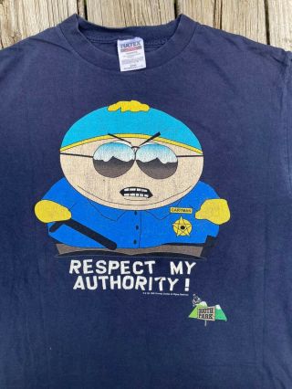 Vintage 1998 South Park Cartman Respect My Authority T - Shirt Size Large