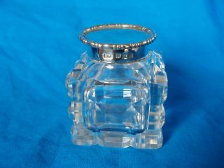 Vintage Inkwell Glass & Sterling Silver London 1920