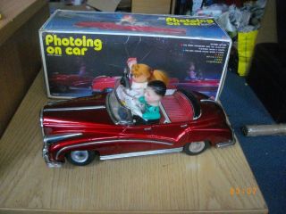 Vintage Battery Operated Tin Plate Photoing On Car China Me630 Boxed