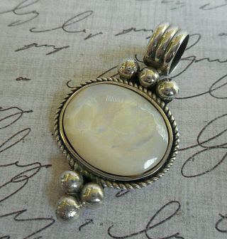 Vintage 950 Sterling Silver Mother Of Pearl Pendant P18c9