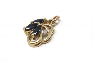 Wonderful Vintage 9ct Yellow Gold 375 Sapphire Diamond Necklace Pendant 180