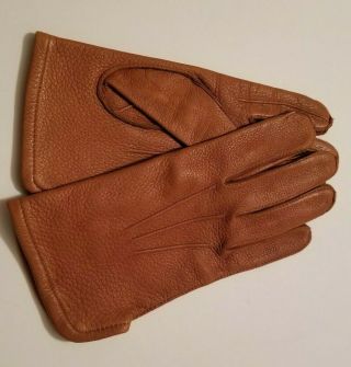 Vintage Ll Bean Men’s Gloves Brown Deer Skin Sta - Soft Leather Sz L Large