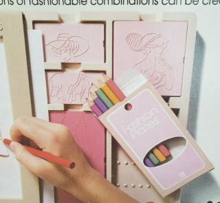Vintage 1978 Tomy Fashion Plates Design & Create Dolls On Paper W Pencils