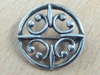 Vintage Orkney Sterling Silver St.  Magnus Cross Brooch Pin By Ola Gorie 1980