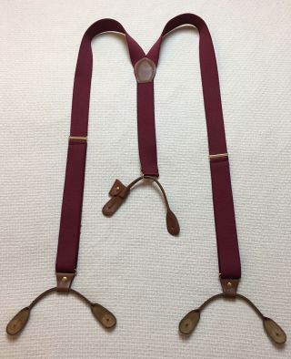 Vintage Suspenders Braces Cas W Germany Maroon Leather Toggles Rare Vtg