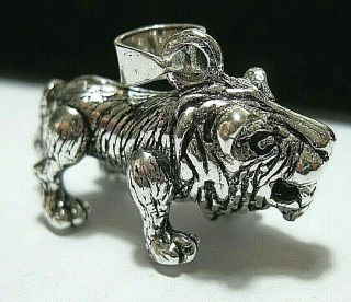 Vintage Style Sterling Silver Lion Cat Articulated Moving Necklace Pendant