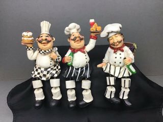 Vintage Fat Chef / Italian Chef Shelf Sitter Figurines - Set Of Three