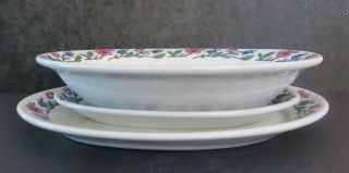 Vintage Sterling Vitrified China Floral Restaurant Ware 2 Platters 1 Bowl 2