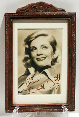 Autographed Photo Lizabeth Scott Film Noir Actress Star Vintage Framed