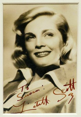 Autographed Photo Lizabeth Scott Film Noir Actress Star Vintage Framed 2