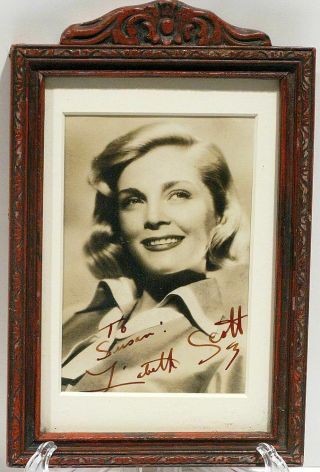 Autographed Photo Lizabeth Scott Film Noir Actress Star Vintage Framed 3