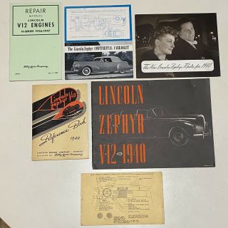 Vintage Ford Motor Co.  Lincoln Zephyr V12 1940 Literature