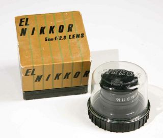 Vintage El Nikkor 50mm F2.  8 Lens With Box And Bubble Case