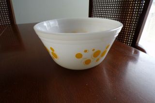 Vintage Federal Glass Yellow Atomic Dots 7 " Mixing Bowl Rare & Hard To Find