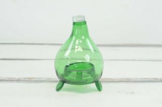 Antique/vintage Footed Green Glass Fly Bee Bug Catcher From Romania W/ Stopper 4