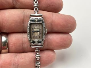 Vintage Bulova 14k Gold Filled Cal 6af Ladies Wristwatch With Diamonds