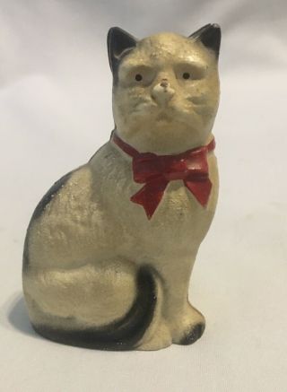 Vintage Hubley Cast - Iron Cat Still Bank Paint 4 3/8” Tall