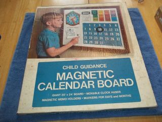 Nib Vintage 1970’s Child Guidance Magnetic Calendar Board No.  420 Rare 20 X 24