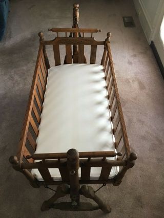Vintage Wooden Rocking Baby Cradle