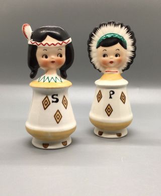 Vintage Native American Indians Salt And Pepper Shakers Japan