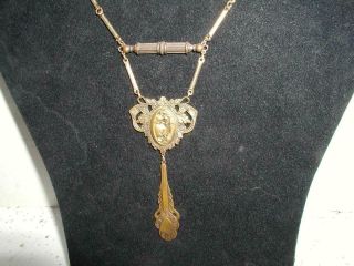 Vintage Pididdly Links Kingston Ny Cameo Victorian Style Drop Hearts Necklace