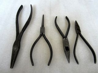 4x Vintage Unbranded Needle Nose Pliers Made in USA 2