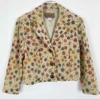 Vintage Painted Pony Floral Tapestry Jacket Tan 70s Vibe Womens Size Medium