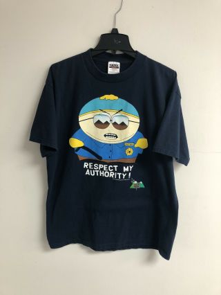 Vintage 1998 South Park Cartman Respect My Authority T - Shirt Size Xl