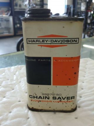 Vintage Harley Davidson Chain Saver Lubricant 99875 - 50 Tin Oil Can Full