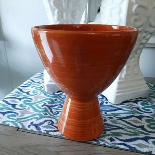 Vintage Mccoy Mid Century Modern Atomic Orange Striped Harmony Planter/vase,  Vg,