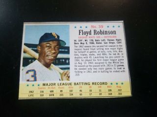 Vintage 1963 Post Cereal Baseball Card 39 Floyd Robinson Chicago White Sox