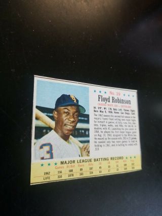 Vintage 1963 Post Cereal Baseball Card 39 FLOYD ROBINSON CHICAGO WHITE SOX 2