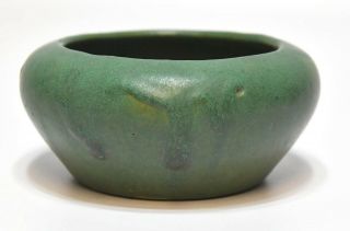 Vintage Arts And Crafts Matt Green Drip Glaze Bowl Unmarked