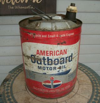 Vintage American Outboard Motor Oil 5 Gallon Can