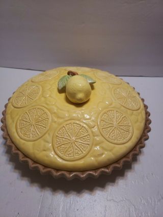 Vintage 2 - Pc Lemon Meringue Pie Dish 11 " Japan Stoneware