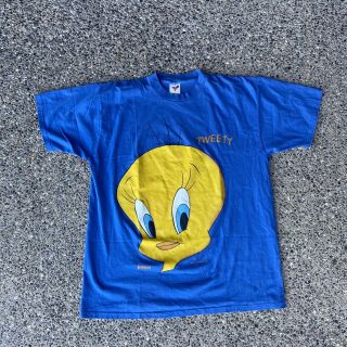 Vintage 1993 Made In Usa Single Stitch Tweety Looney Tunes T Shirt Size Xl
