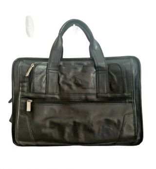 Vintage Avenues America Black Leather Briefcase Laptop Carry On Attache