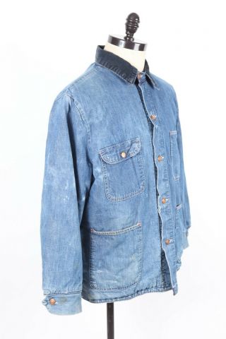 Vintage Indigo Denim Blanket Lined Work Chore Barn Coat Jacket Usa Mens Size 44