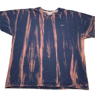 Vintage Y2k Nike Mini Swoosh Acid Wash Bleach Dye T Shirt Blue Xl Travis Scott