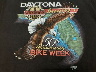 Vtg 90s 3d Emblem Harley Davidson 1991 Daytona Beach Bike Week T Shirt X - Large ?