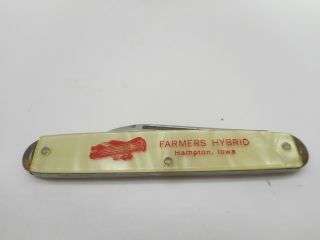 Vintage Farmers Hybrid Hampton Iowa Ia Seed Corn Farm Advertising Pocket Knife