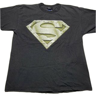 Vintage 90s Dc Comics Superman Gold Metal Logo Graphic T Shirt Black Heavyweight