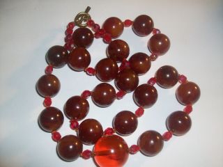 Vintage Bakelite Bead Strand Necklace - 26 In.  - Large Beads